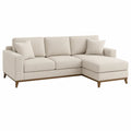 Canapé d’angle 3 places avec méridienne droite tissu beige 250 x 160 x 85 cm pieds bois