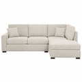 Canapé d’angle modulable avec méridienne droite 230 x 150 x 85 cm revêtement tissu polyester beige structure bois