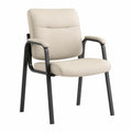 Chaise visiteur de bureau en similicuir PU et acier noir beige 60 cm x 62 cm x 88 cm