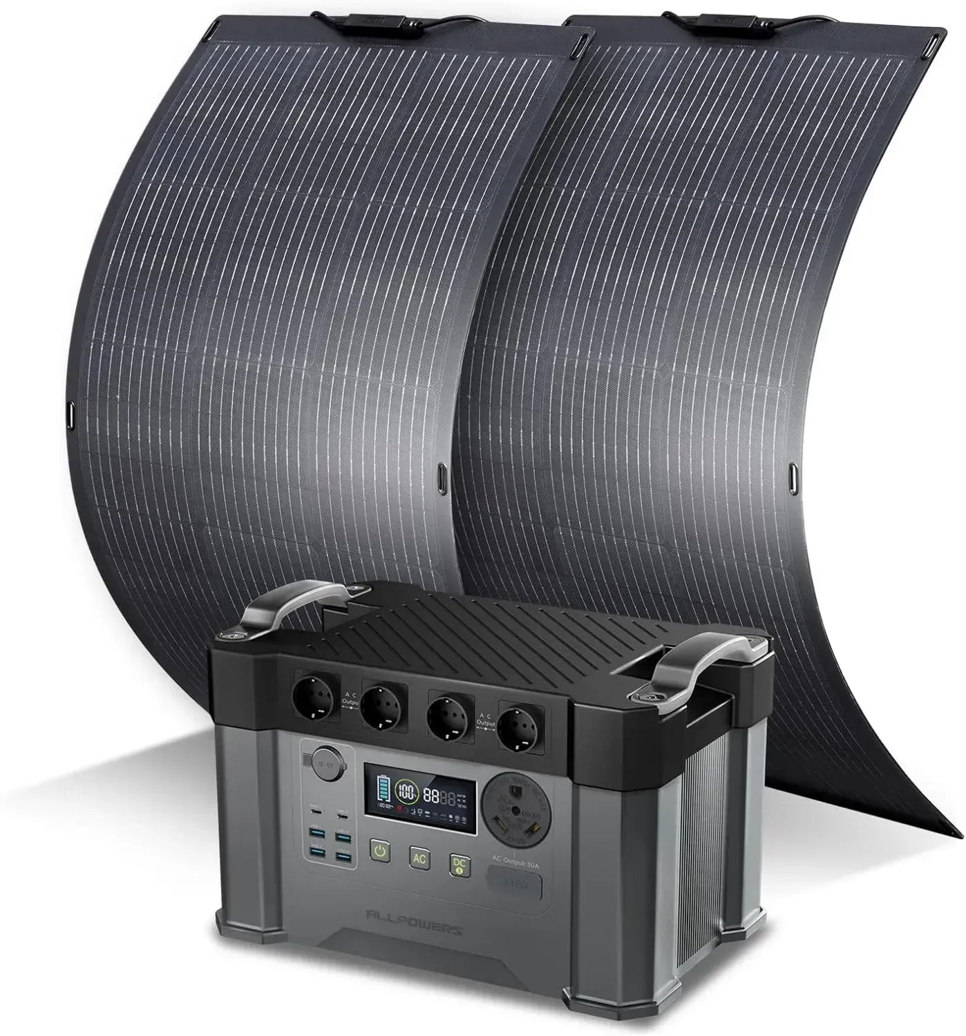 Centrale Électrique Portable 1451Wh ALLPOWERS S2000Pro, 2400W avec Panneaux Solaires Flexibles IP68 pour Usage Extérieur