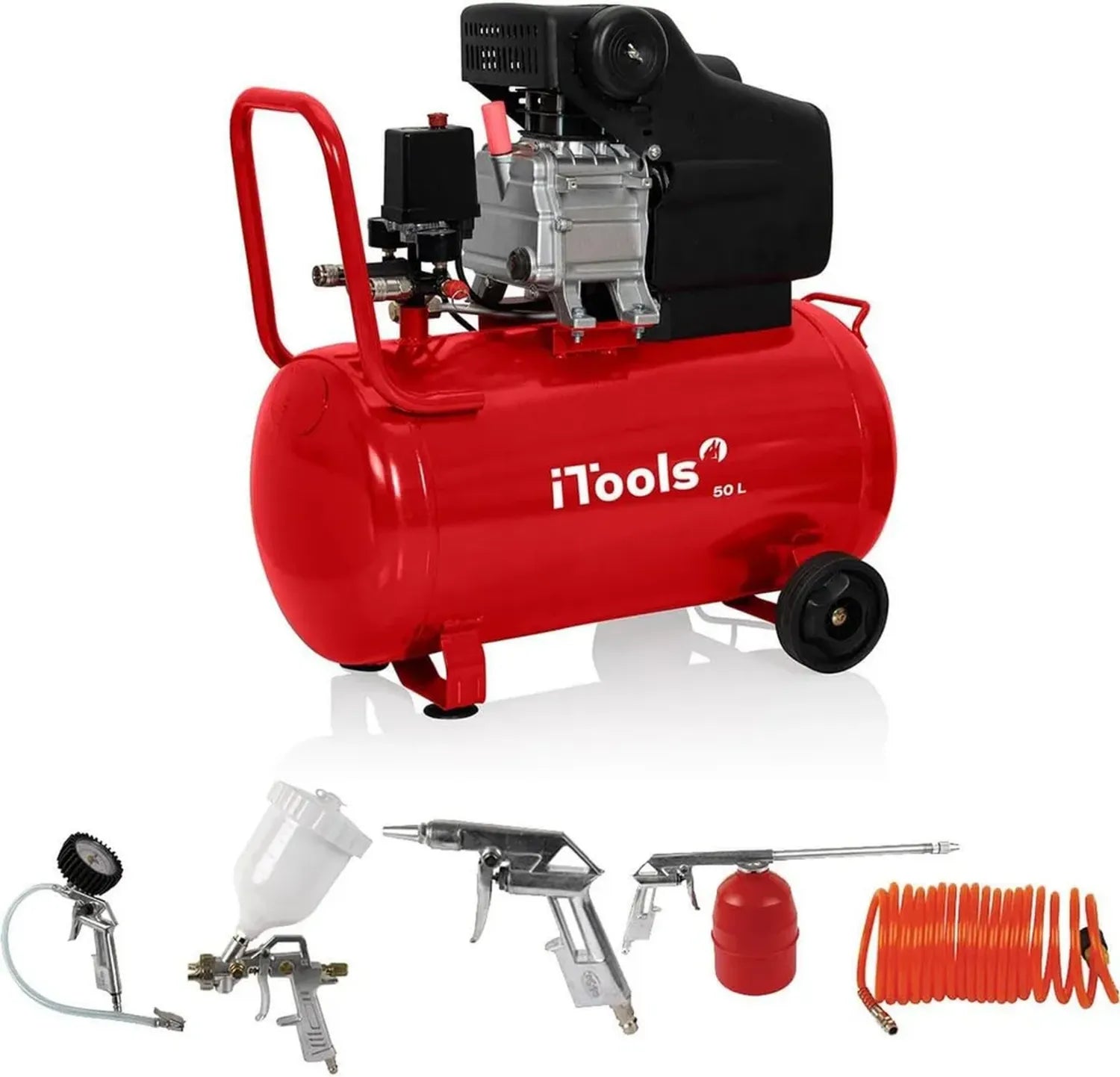 Compresseur d'air silencieux 50L 2CV avec kit accessoires