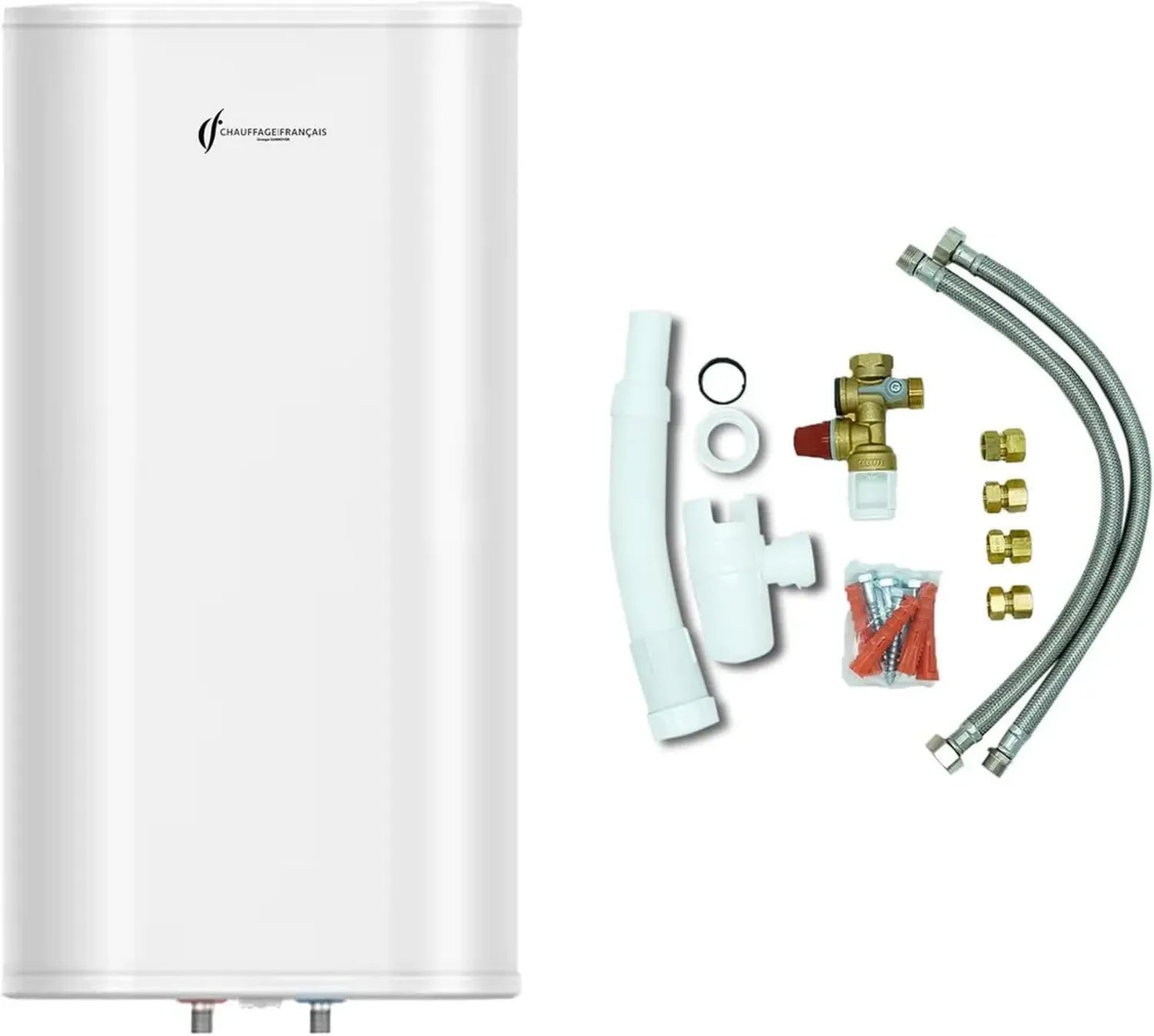 Chauffe-eau électrique mural multi-positions Valorie Sannover 100L avec kit d'installation NF