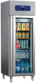 Congélateur Inox 400L avec Porte en Verre, -10 à -18°C, Dimensions 460x485 mm - Mastro