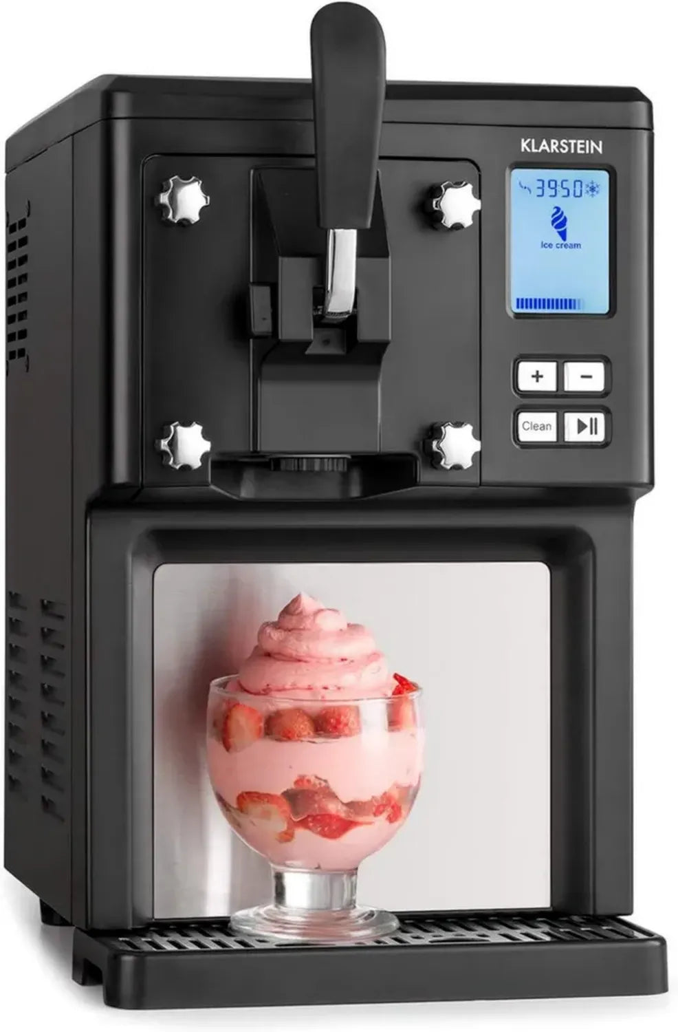 Klarstein Turbo Sorbetière 1,5L - Glace Maison en 40 Min, Compresseur Intégré, Capacité 900g, Sans Pré-refroidissement - Noir