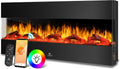 Cheminée Électrique Murale KESSER® 3D - Effet Flamme LED 9 Couleurs, 900/1800W, Contrôle Télécommande et Application, Intégrée ou Murale, Noir 138 cm