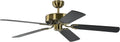 Ventilateur de Plafond Potkuri en Laiton Antique, Lames Réversibles Noires, 132 cm