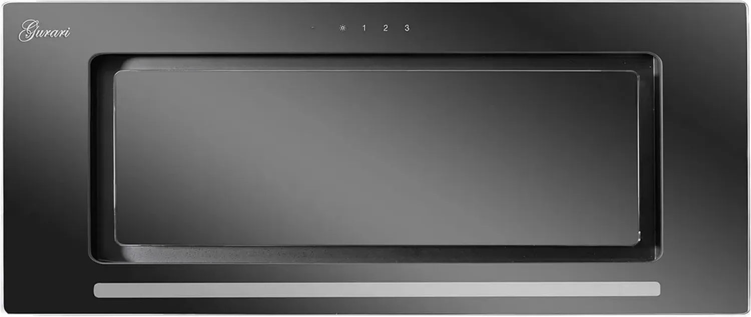 Hotte Intégrée 70 cm, 1000 m³/h, Verre Noir, Éclairage LED, Télécommande Incluse