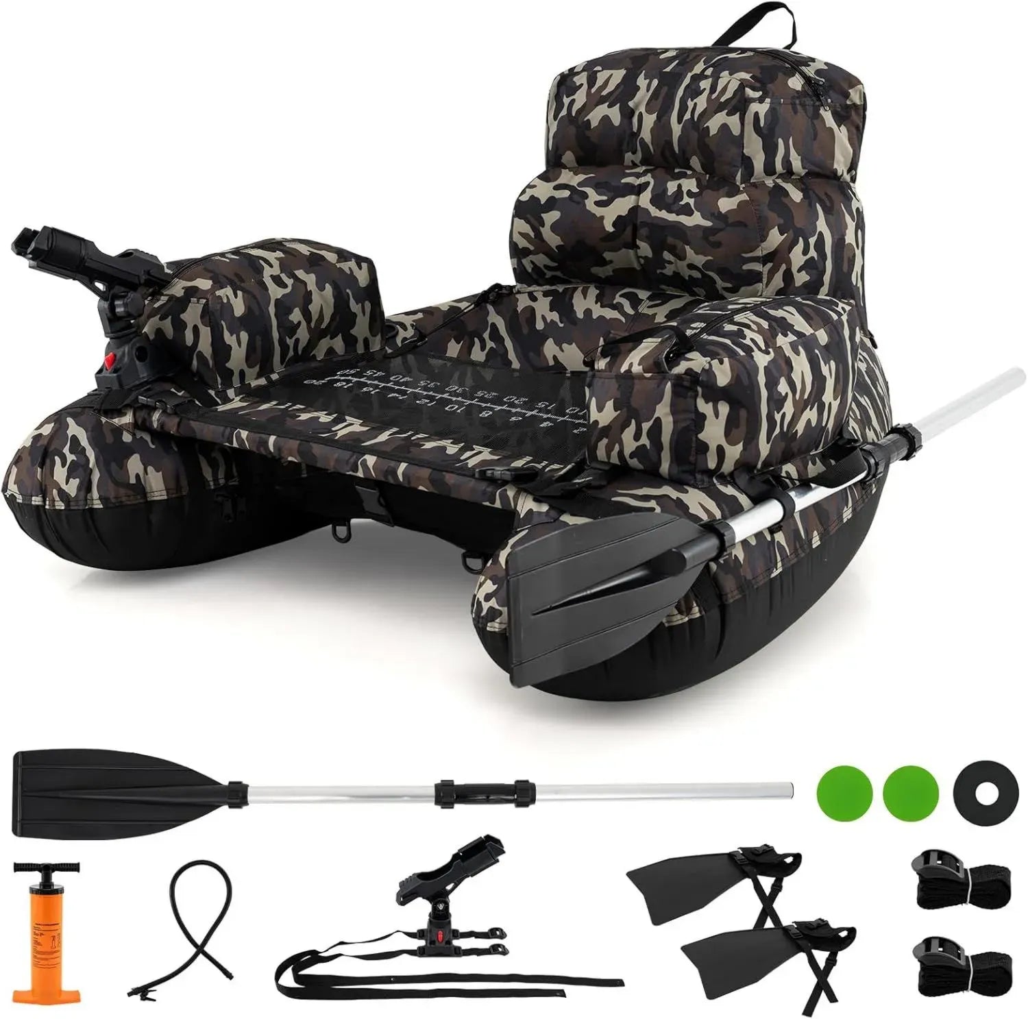 Gonflable Float Tube de Pêche avec Support Canne et Accessoires