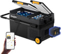Glacière Portable BougeRV 40L avec Batterie Intégrée, Double Compartiment, Refroidisseur et Congélateur, Contrôle via Application, 12/24V et 220V