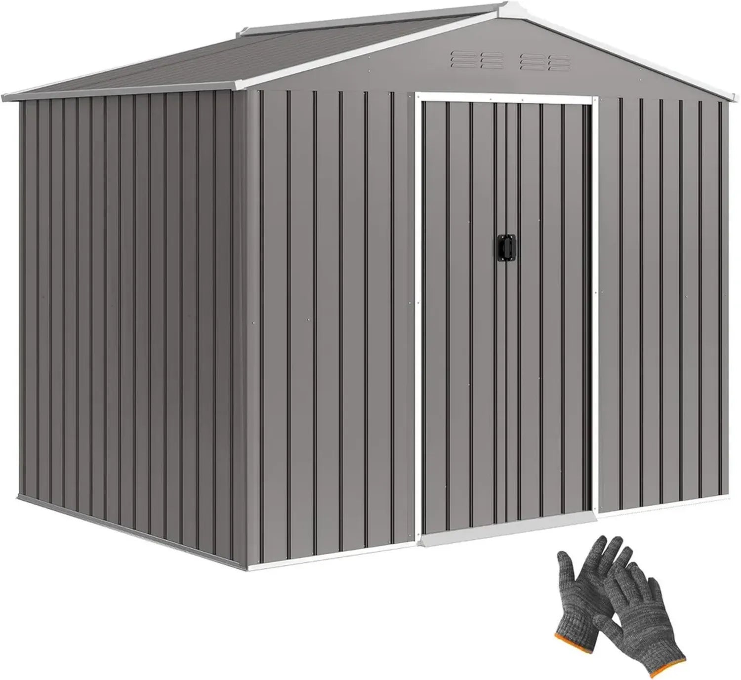 Abri de Jardin en Acier Galvanisé avec Double Porte Coulissante et Toit Incliné - Outsunny
