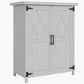 Outsunny Armoire d'Extérieur en Bois de Sapin Gris 75x40x90 cm, 3 Étagères, 2 Portes, Toit Imperméable en Asphalte