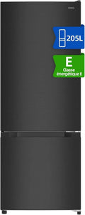 Réfrigérateur congélateur CHIQ 205L, Classe E, 39 dB, Acier noir, Technologie Low Frost, Portes réversibles