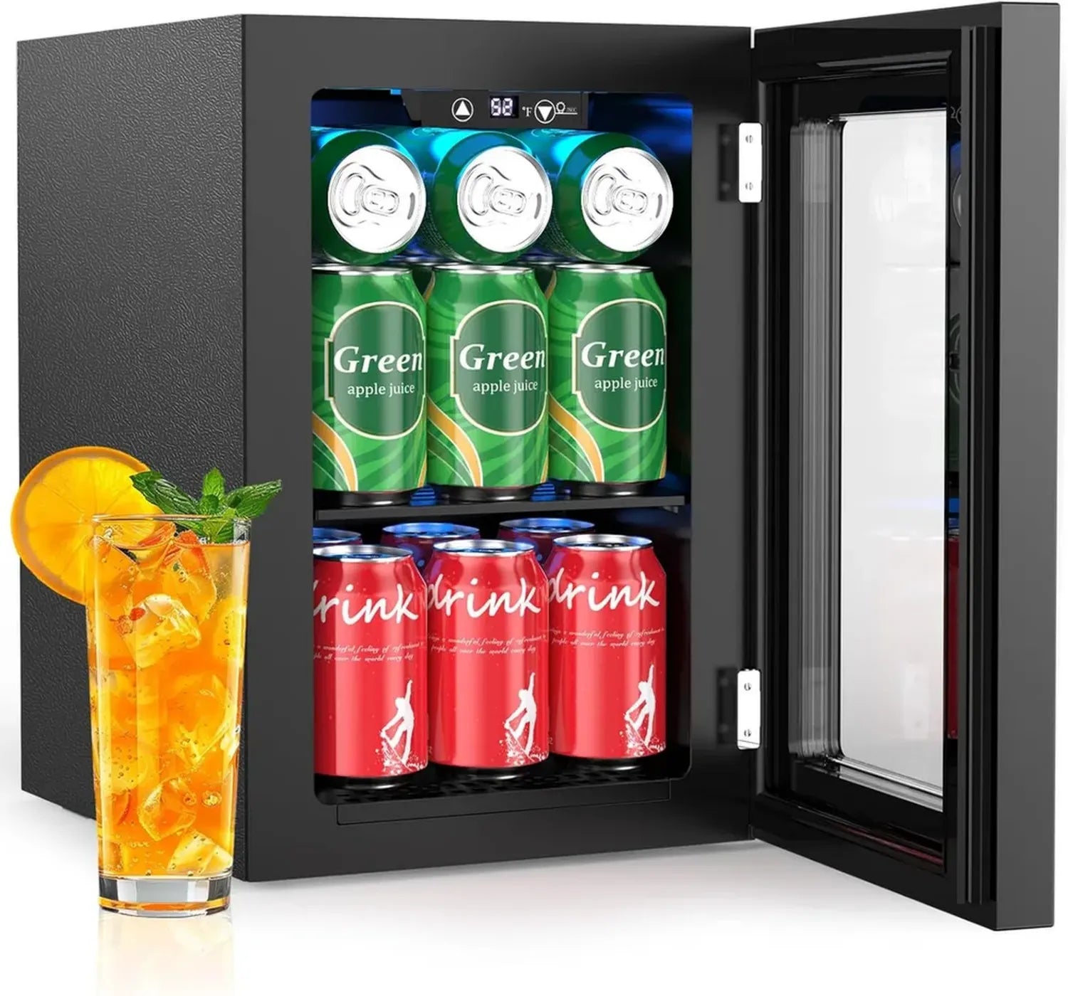 Kismile - Mini réfrigérateur 18L pour boissons, 24 canettes, idéal maison et bar (-12,2°C à 1,1°C)