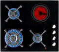 Table de Cuisson Mixte 3 Feux Gaz et 1 Vitrocéramique, 7400W, Commandes Ergonomiques