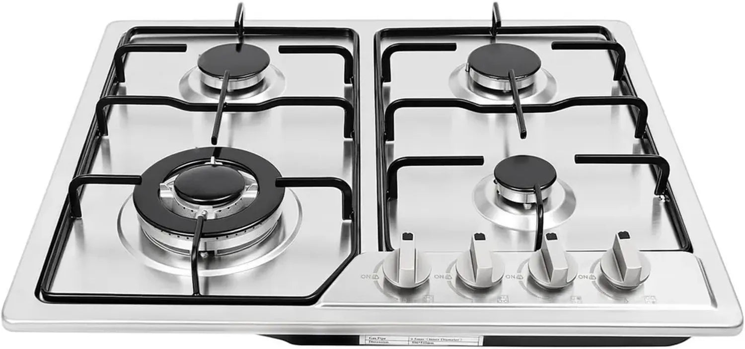 Plaque de Cuisson à Gaz Encastrable 4 Feux Inox 58x52 cm