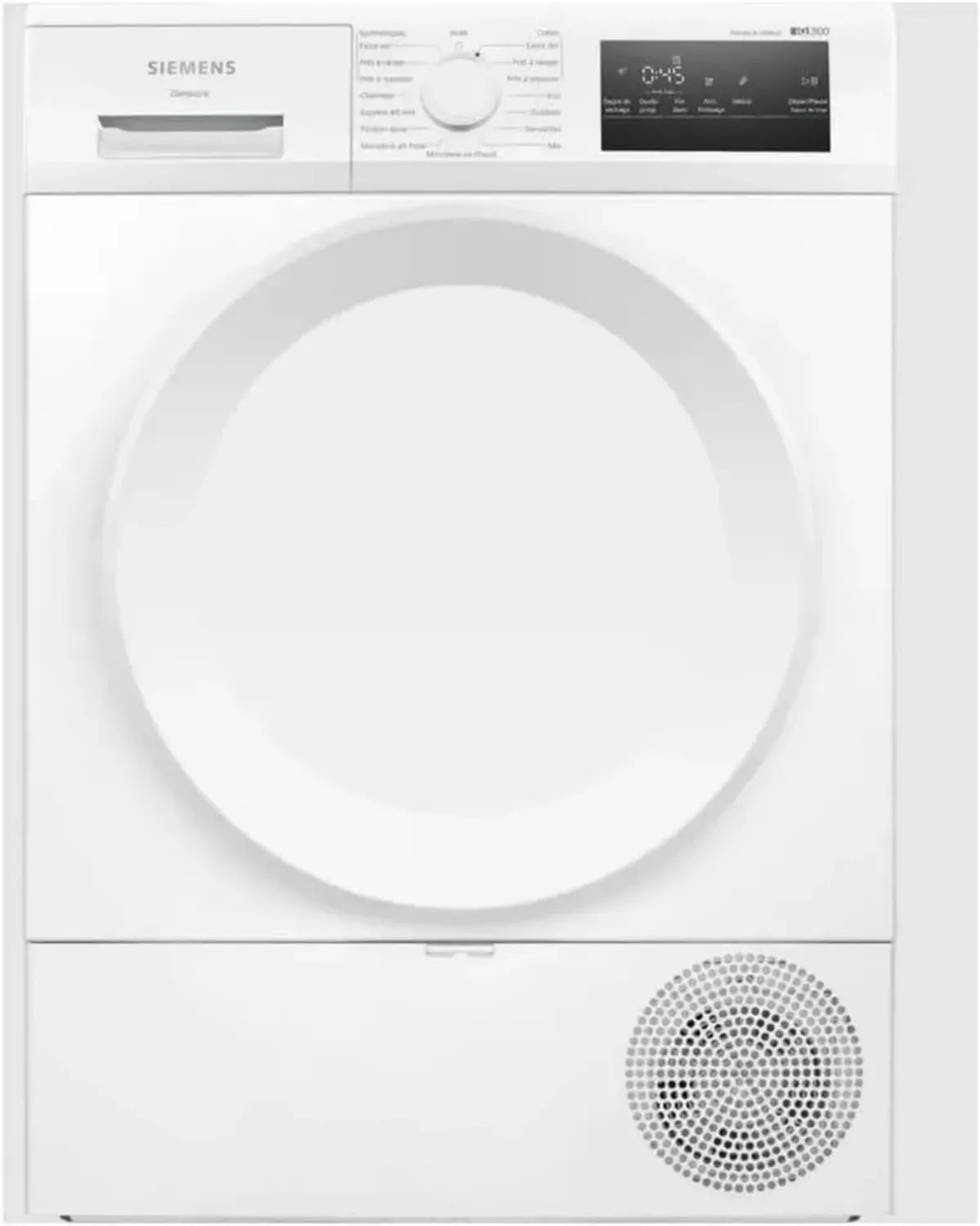 Sèche-linge Siemens iQ300 à pompe à chaleur, modèle WT43H00DFR, idéal pour vêtements d'extérieur