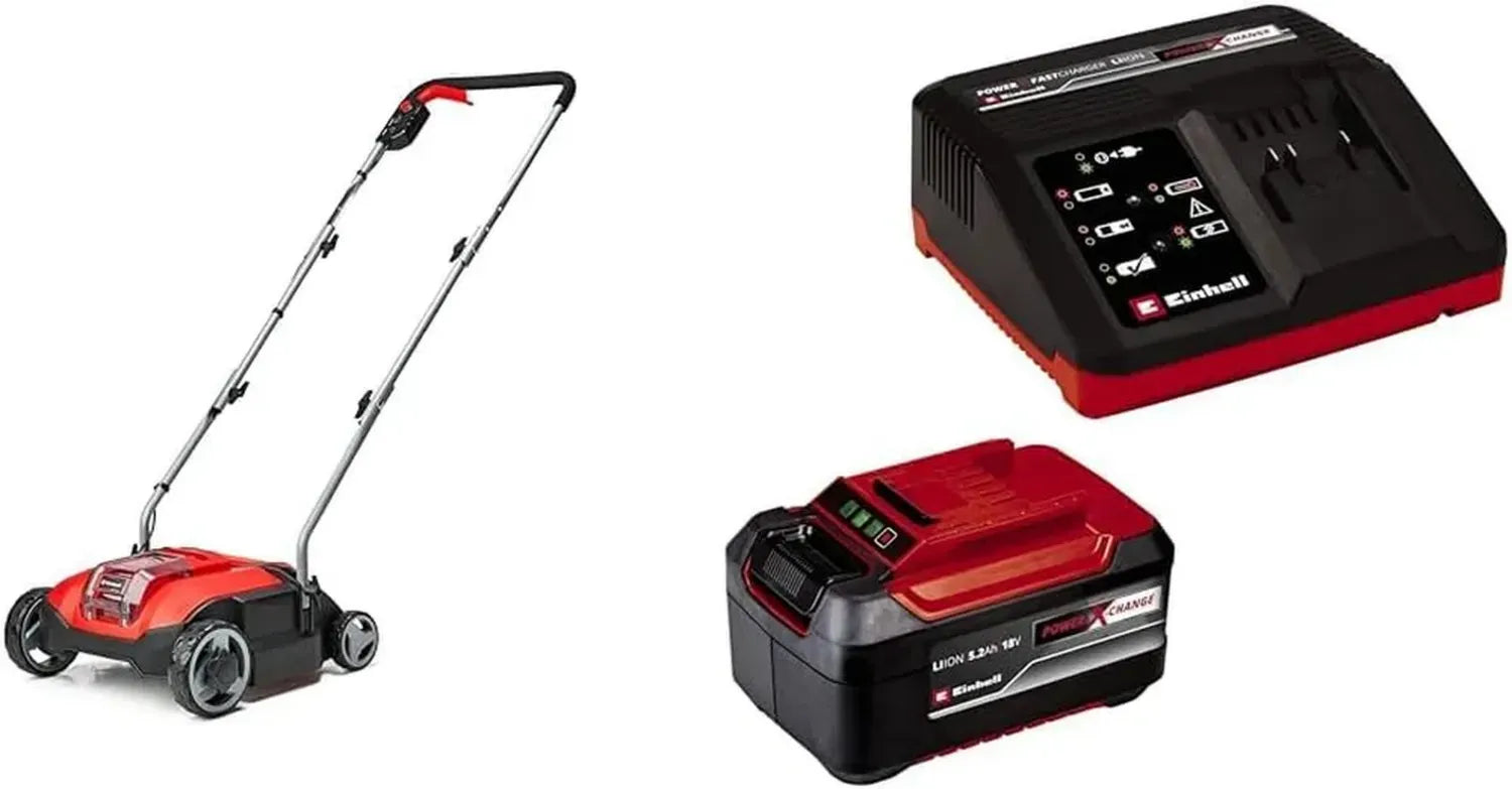 Scarificateur sans fil Einhell GC-SC 18/28 Li-Solo, 18V, moteur brushless, 28cm, réglage profondeur 3 niveaux, batterie 5,2Ah incluse