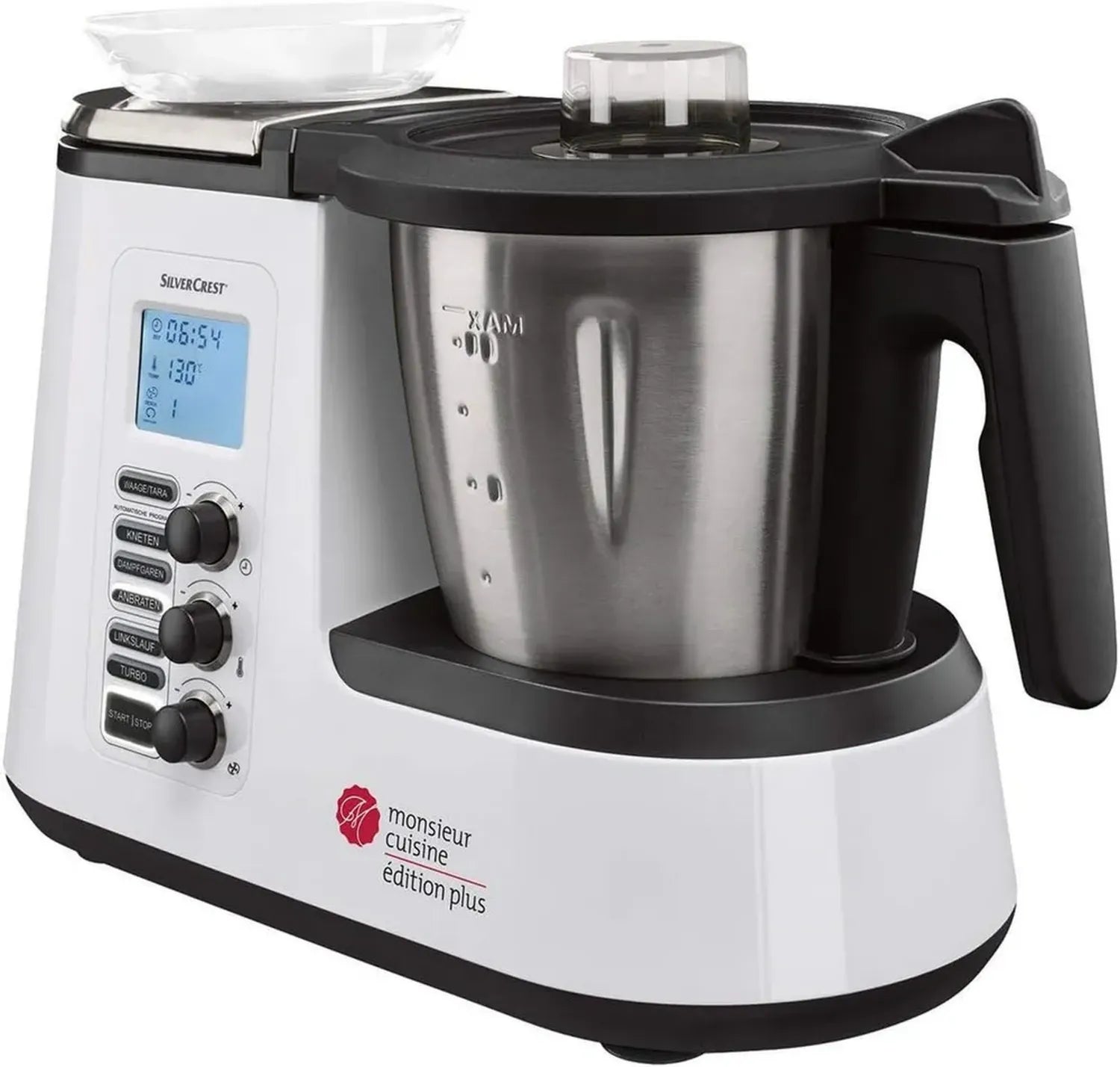 Robot Culinaire Multifonction Silvercrest Monsieur Cuisine, Accessoires Lavables, Noir et Argent