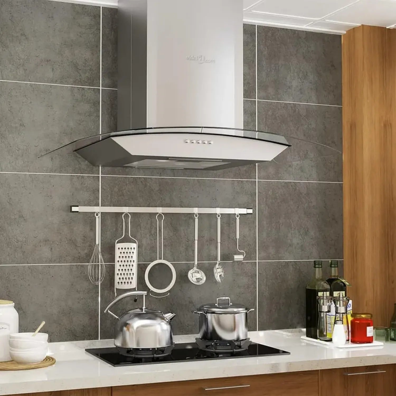 Hotte murale en inox 60 cm, 756 m³/h, avec éclairage LED