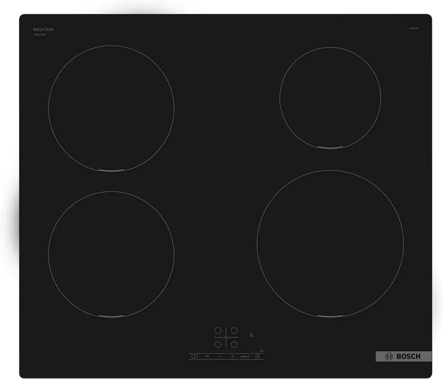 Plaque à induction Bosch Série 4, 60 cm, 4 zones de cuisson, 4600 W, noir