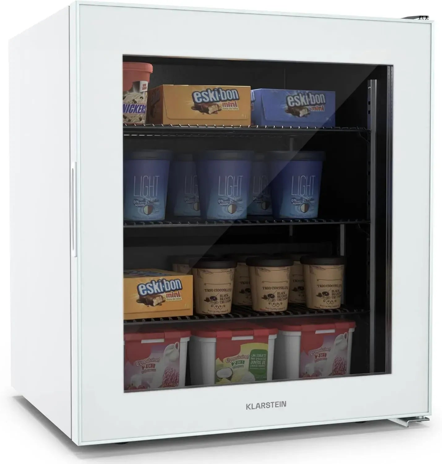 Congélateur Miniature Klarstein IceAge 88L, Économie d'Énergie Classe E, Étagères Modulables, Éclairage LED, Design Compact et Élégant, Blanc