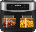 Iceagle Friteuse à Air 12L Sans Huile - Multifonction avec 10 Programmes, 2 Tiroirs, Fenêtre Transparente, Écran Tactile LED, 2600W, Noir