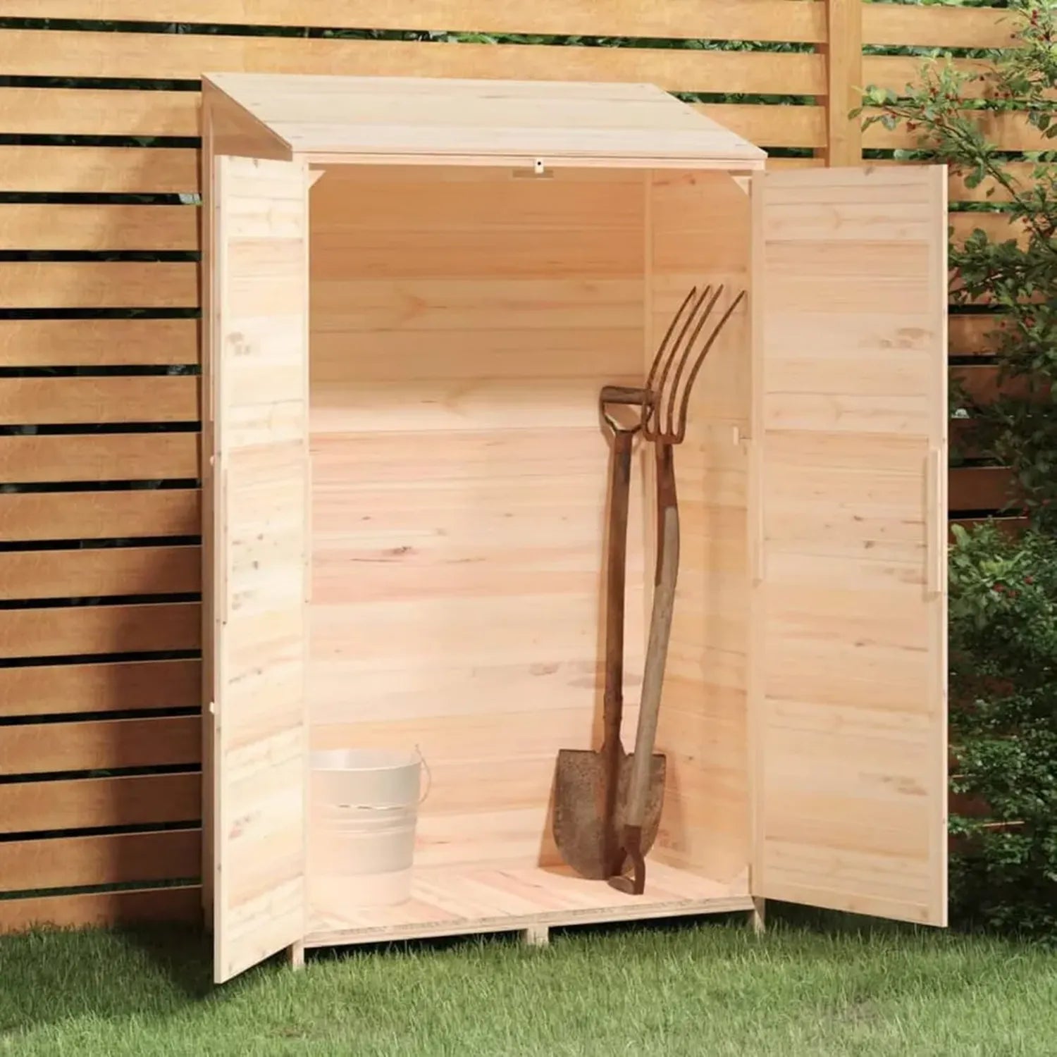 Cabane de jardin en bois de sapin, rangement extérieur, dimensions 102 x 52 x 174,5 cm