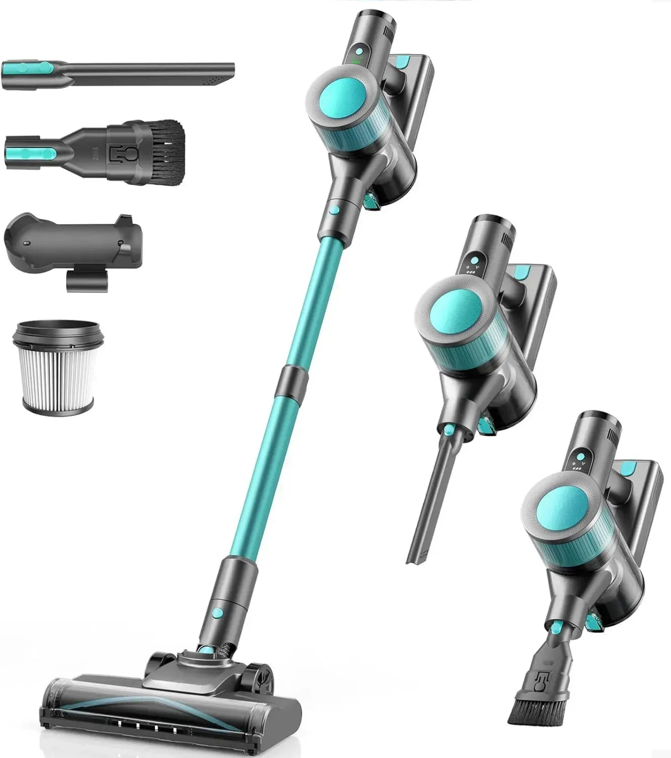 Aspirateur Balai Sans Fil 45KPa, Écran LED, 50min Autonomie, Léger et Silencieux pour Tous Types de Sols