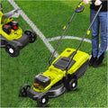 Tondeuse à Gazon Électrique sans Fil 1600W, Batterie 2x 4,0 Ah, Bac 45L, Largeur de Coupe 32 cm, 3400 RPM