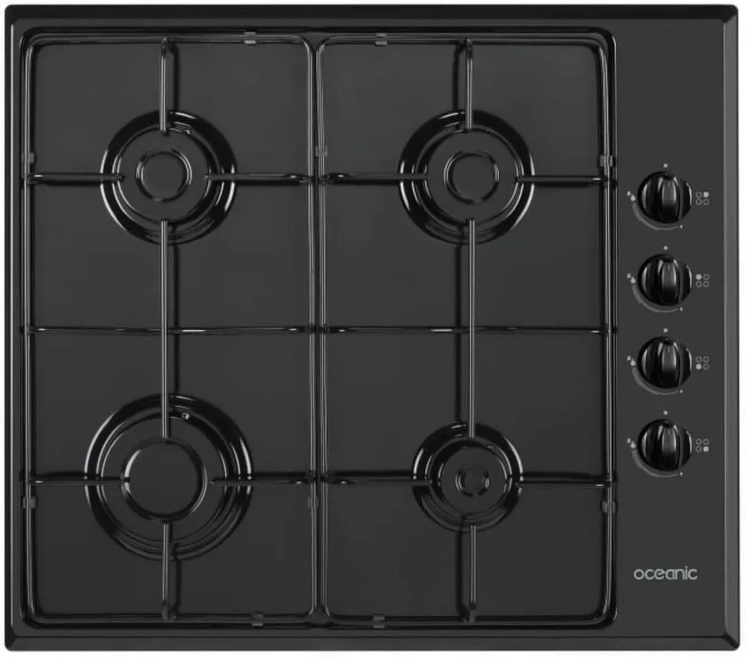 Plaque de Cuisson à Gaz 4 Feux Émail Noir OCEANIC