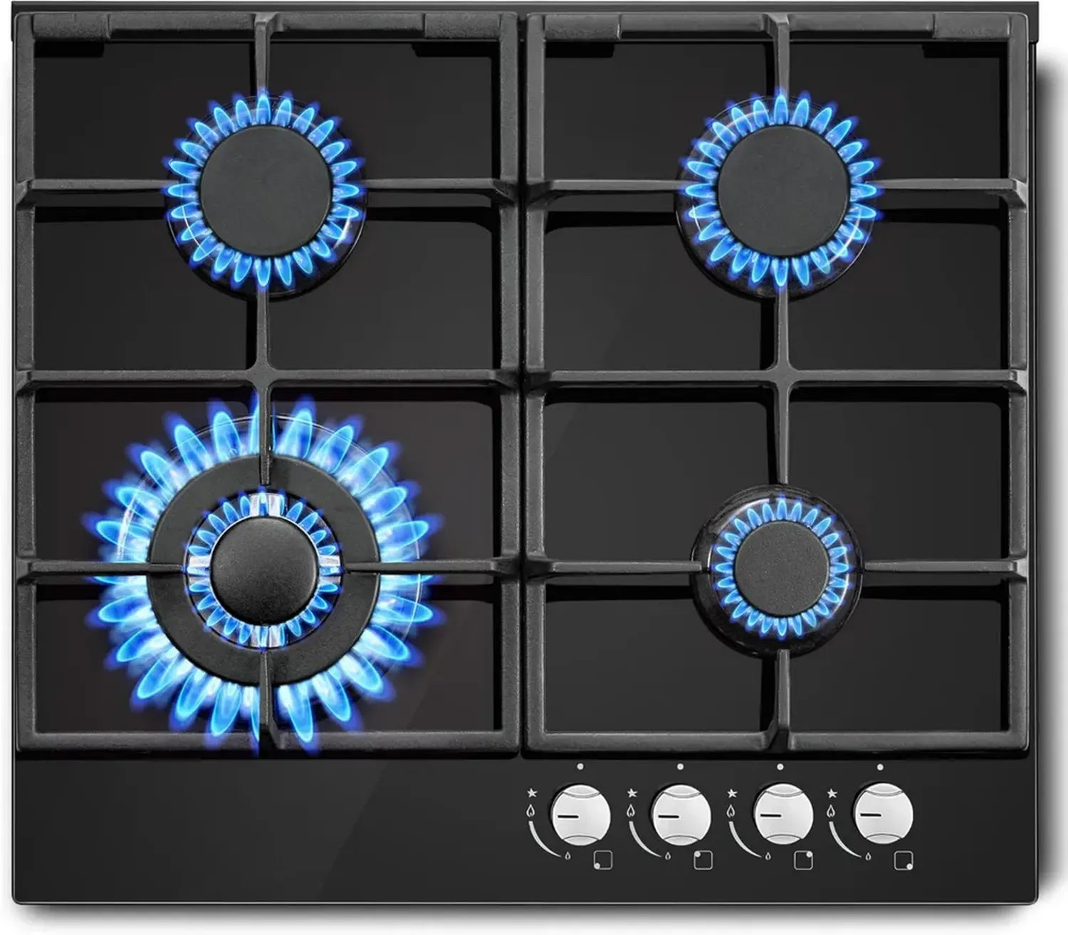 Plaque de Cuisson Gaz 4 Feux SNDOAS avec Sécurité Thermocouple - Pour Gaz Naturel ou Propane, 8,06 kW