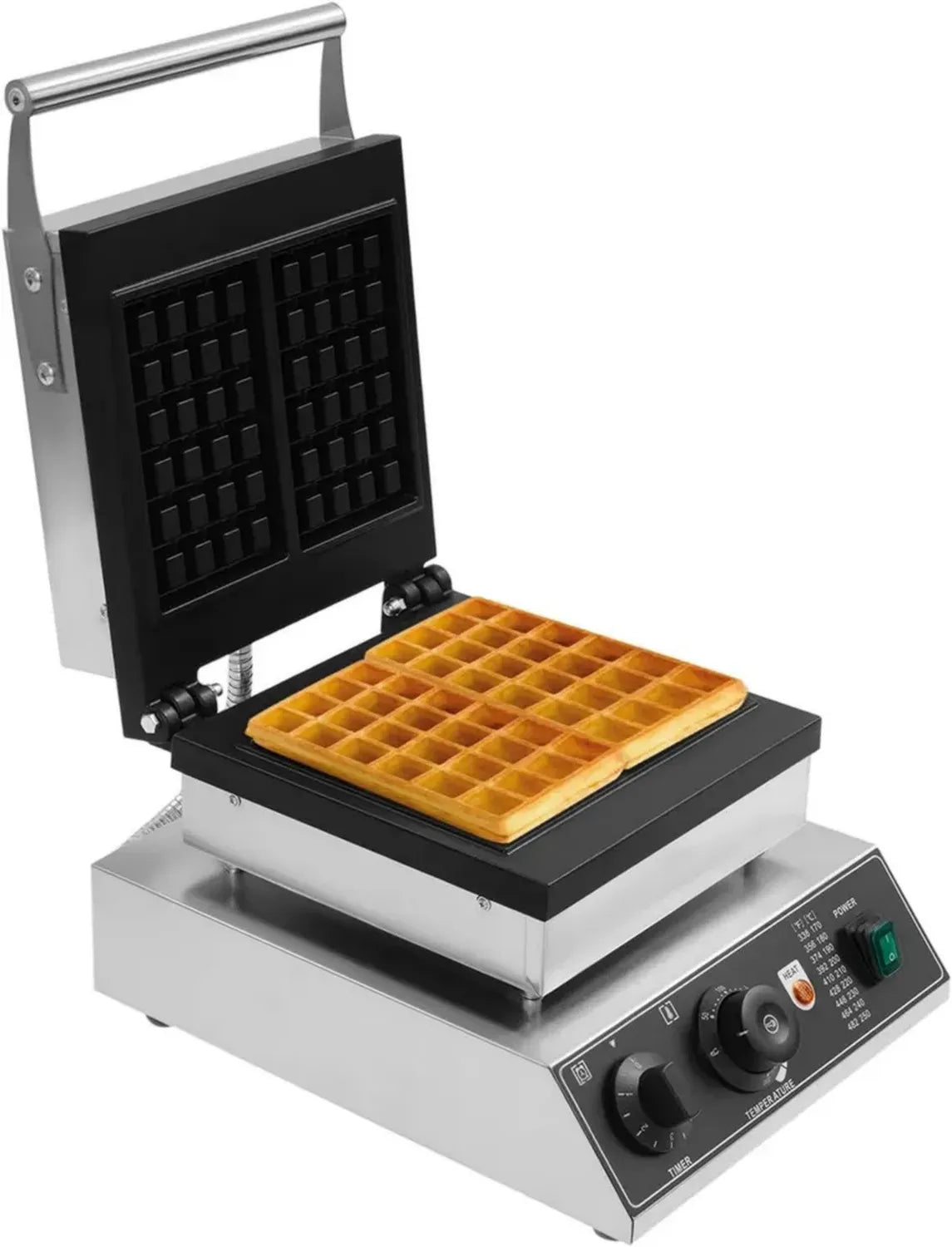 Appareil à Gaufres Électrique 2000W, Double Plaque en Acier Inoxydable, Revêtement Antiadhésif, Contrôle Température et Minuterie, Idéal pour Pâtisserie et Snack-Bar