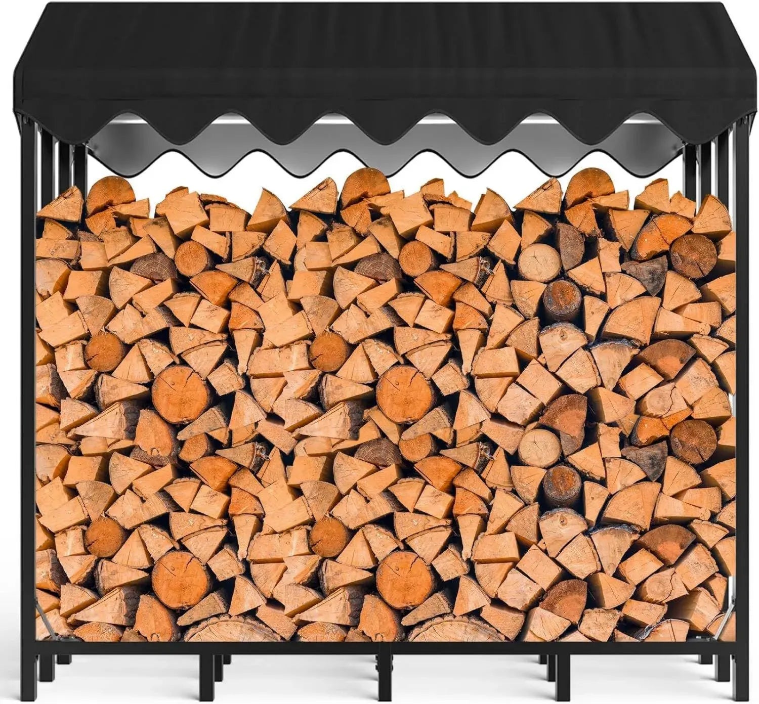 Étagère de stockage pour bois extérieur en métal avec housse protectrice - 185 x 70 x 185 cm - Capacité 2,4 m³