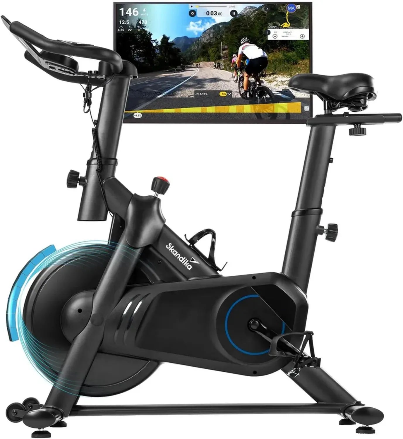 Vélo d'Appartement Connecté Skandika Falk P8-HM, Frein Magnétique, Écran LCD, Compatible Kinomap, Charge Max 125KG
