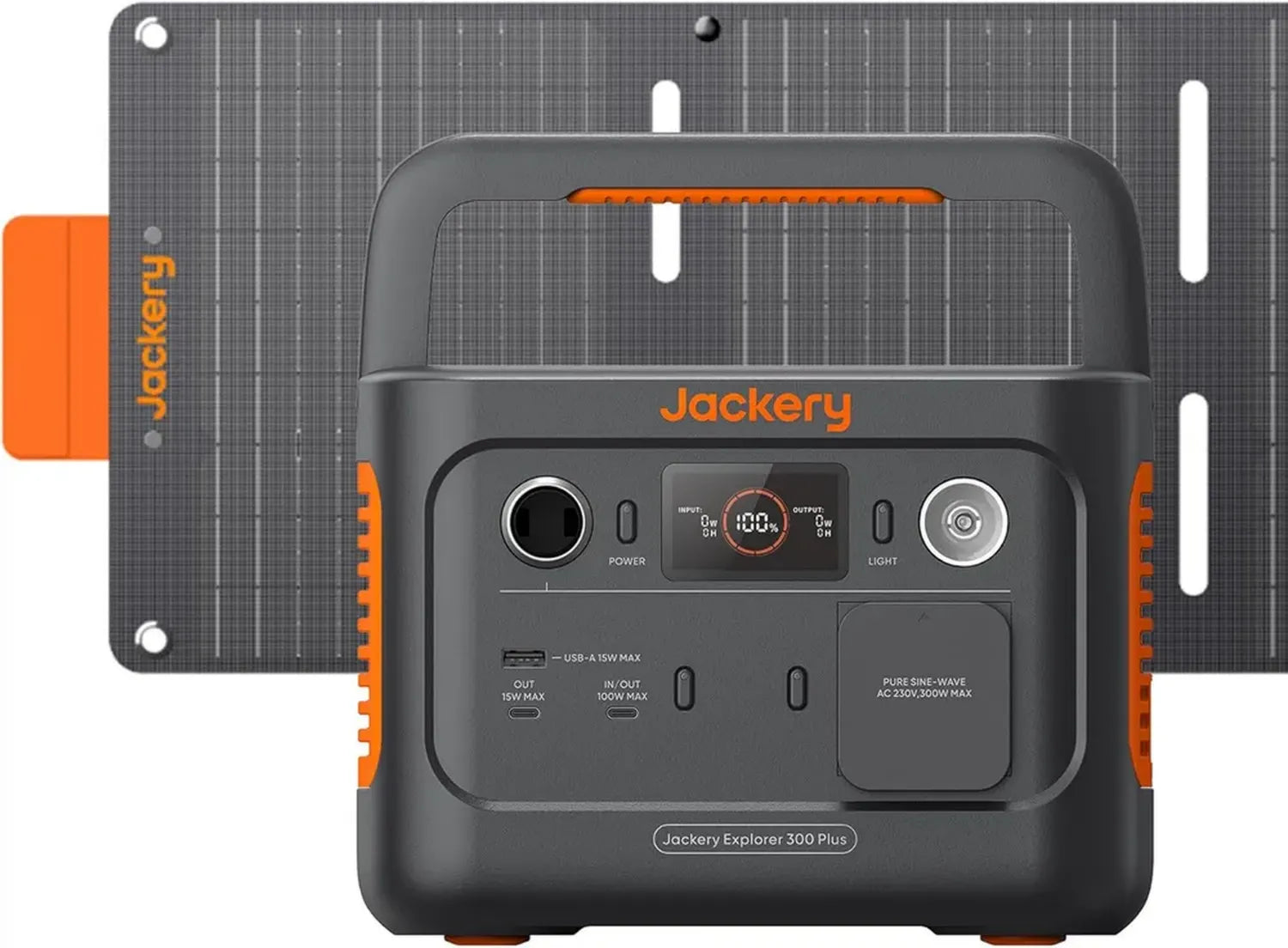 Station Énergétique Portable Jackery Explorer 300 Plus avec Panneau Solaire Inclus, 288Wh/300W Batterie LiFePO4 pour Camping et Voyages