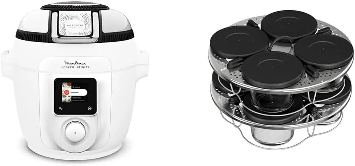 Moulinex Cookeo Infinity avec Friteuse à Air et Multicuiseur, Mélange Automatique, 19 Programmes, Blanc, Kit Verrines Inclus