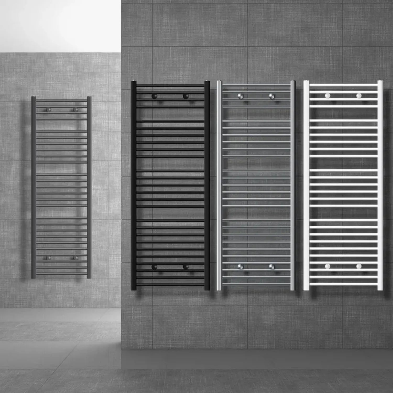 Radiateur Électrique de Salle de Bain Sahara 900W - Thermostat Digital, Sèche-serviettes avec Minuterie, Blanc Courbé 500x1500 mm