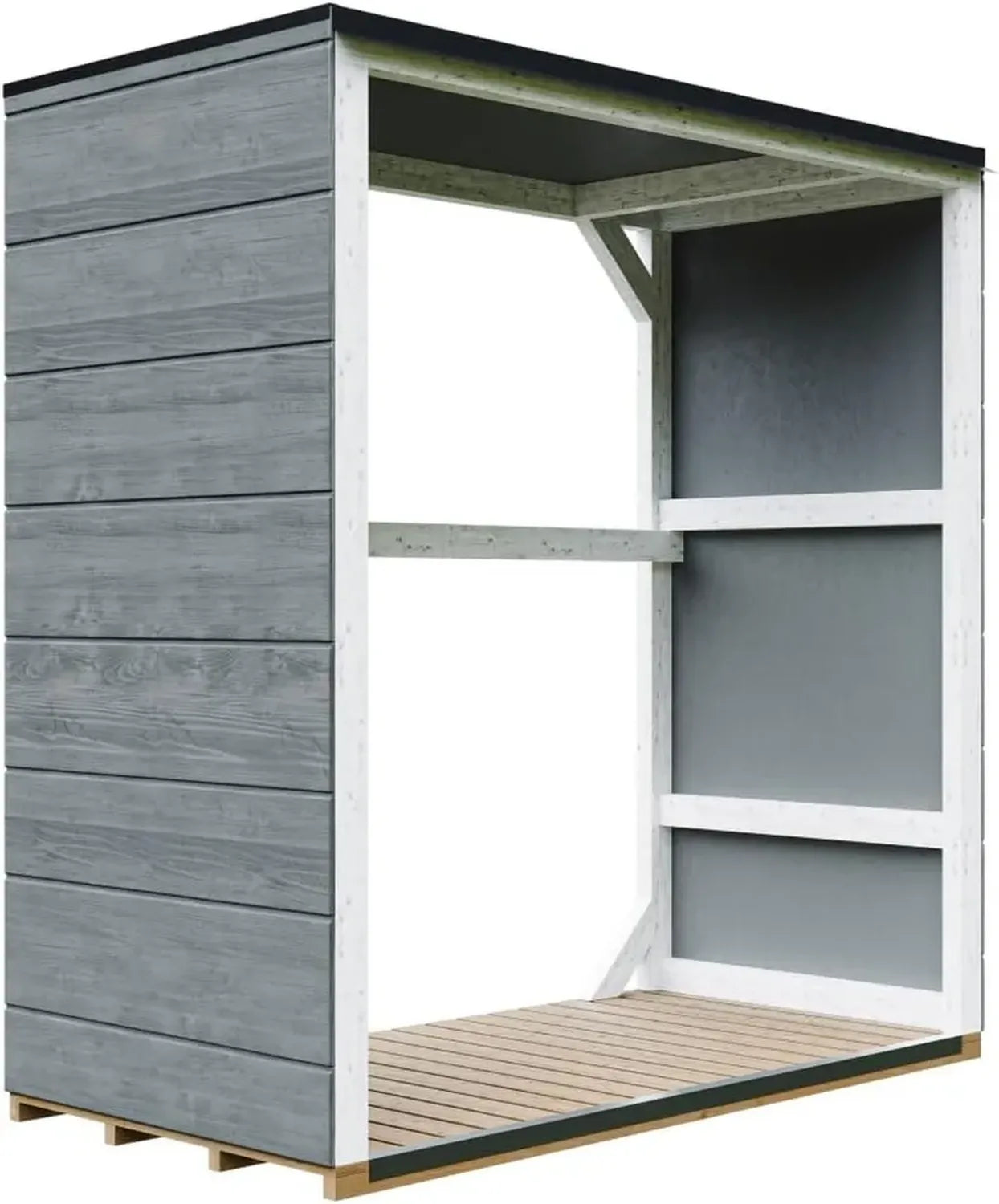 Abri à Bois Extérieur Résistant aux Intempéries 1,14 m² - 75 x 153 x H159 cm - Pour Jardin - TIMBELA M980-1-CAVERN