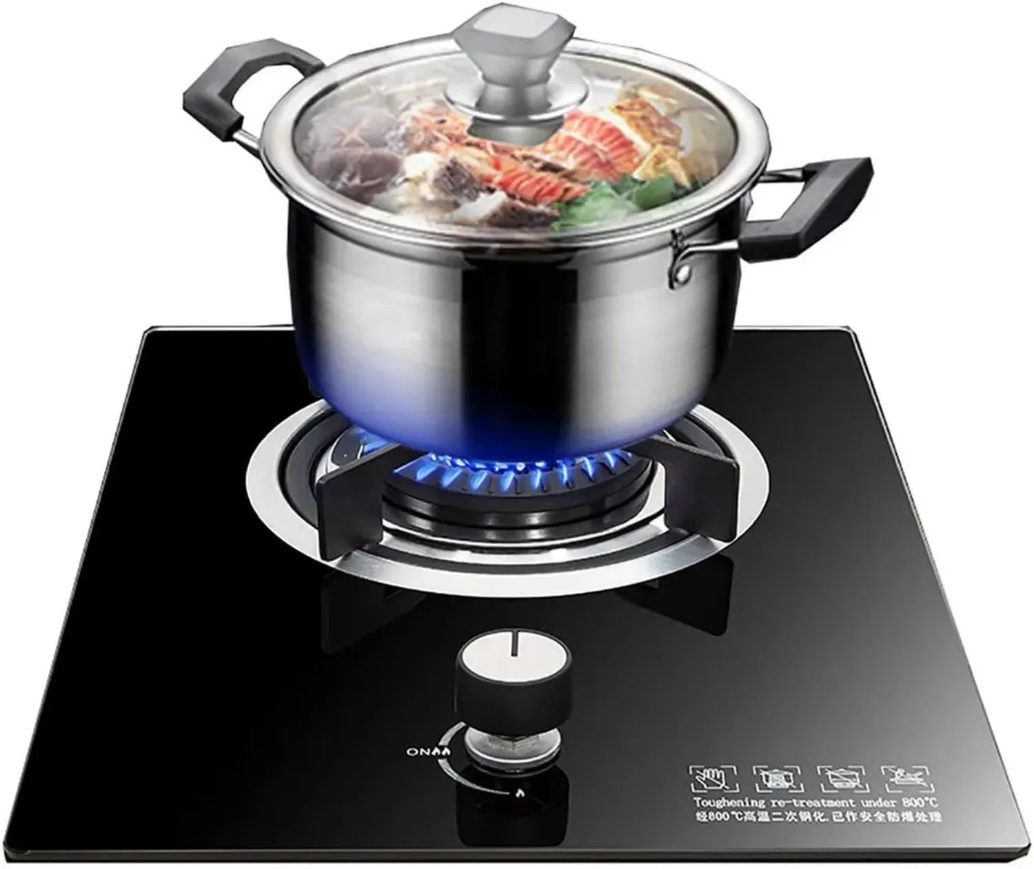 Cuisinière à Gaz Intégrée 4KW avec Porte-Pot en Fonte et Protection FFD