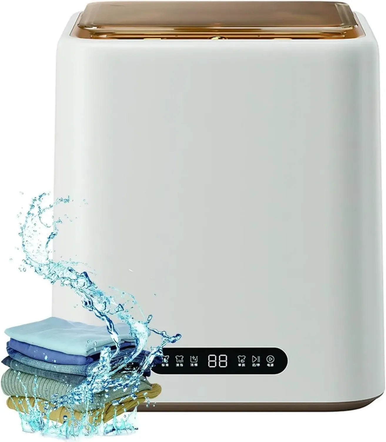 Lave-linge Mini 4 kg, Automatique 2-en-1 avec Séchoir, Acier Inoxydable, Multi-Modes