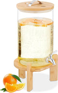 Distributeur de Boissons en Verre avec Support Bambou, 8L, Thermomètre Intégré