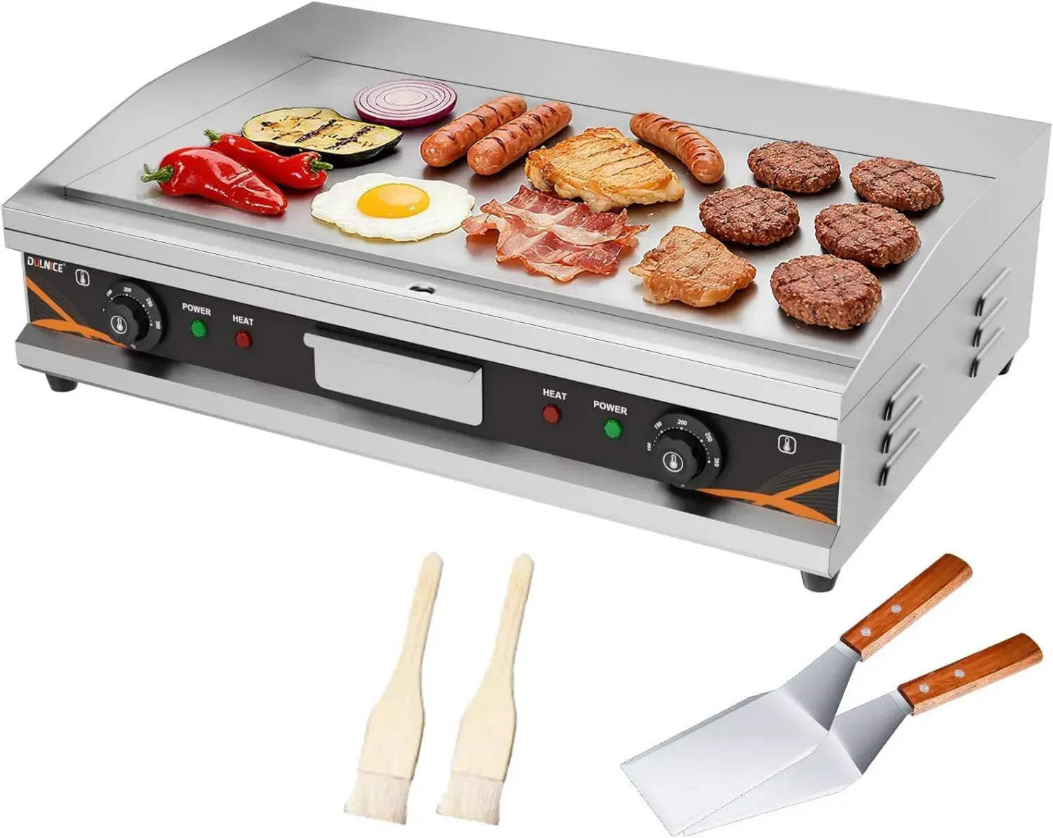 Gril Électrique en Acier Inoxydable 73x47cm, 4400W, Température Ajustable 50-300°C
