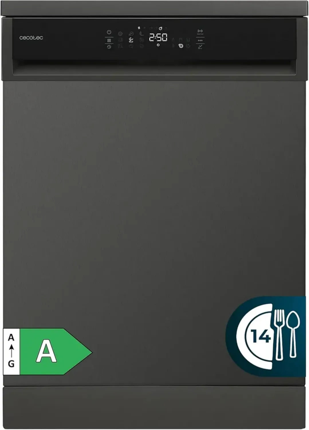 Cecotec Lave-vaisselle 60 cm Bolero 6800 A, 14 Couverts, Éco-énergie, Moteur Inverter Duo, 8 Programmes, Lavage Automatique, Vapeur, Nettoyage Intérieur, Demi-Charge