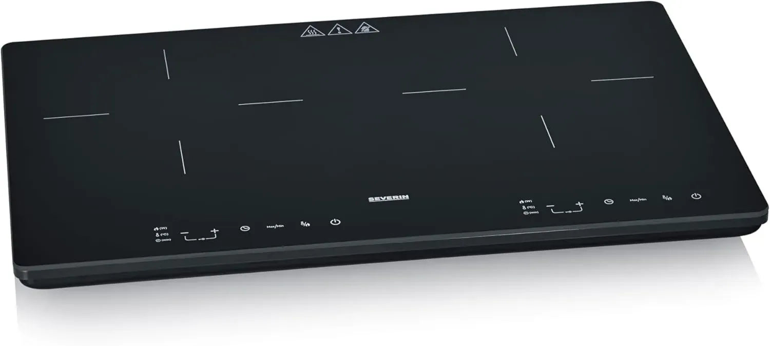 Plaque à induction double SEVERIN 3400 W, cuisson rapide, vitrocéramique avec thermostat réglable, noir