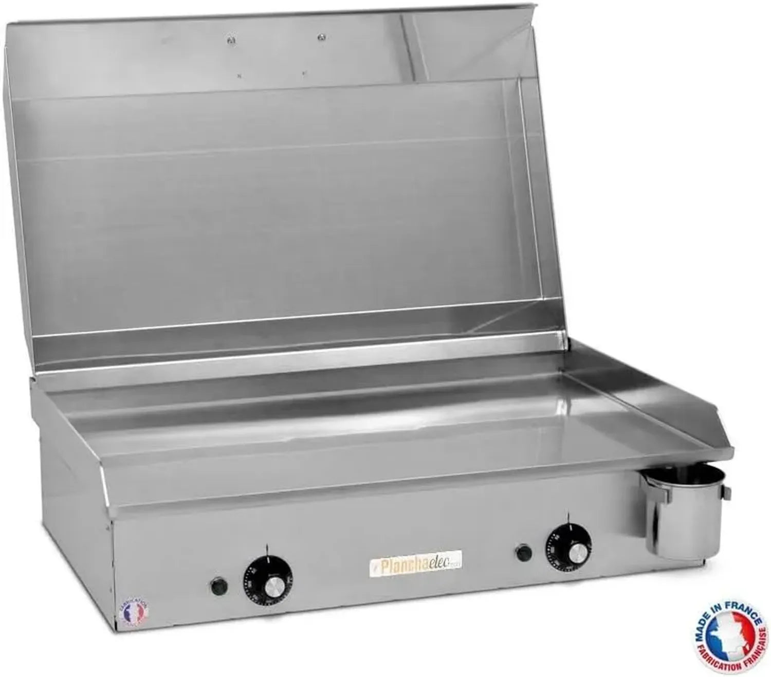 Plancha Électrique Inox NEO E650, 2400W avec Couvercle et Ustensiles, Thermostat Ajustable, 10 Personnes, Fabriqué en France, 65 x 43 x 18 cm