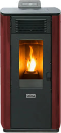 QLIMA Poêle à granulés Fiorina 74 S-Line 7,45 KW pour 200 m³, Rouge