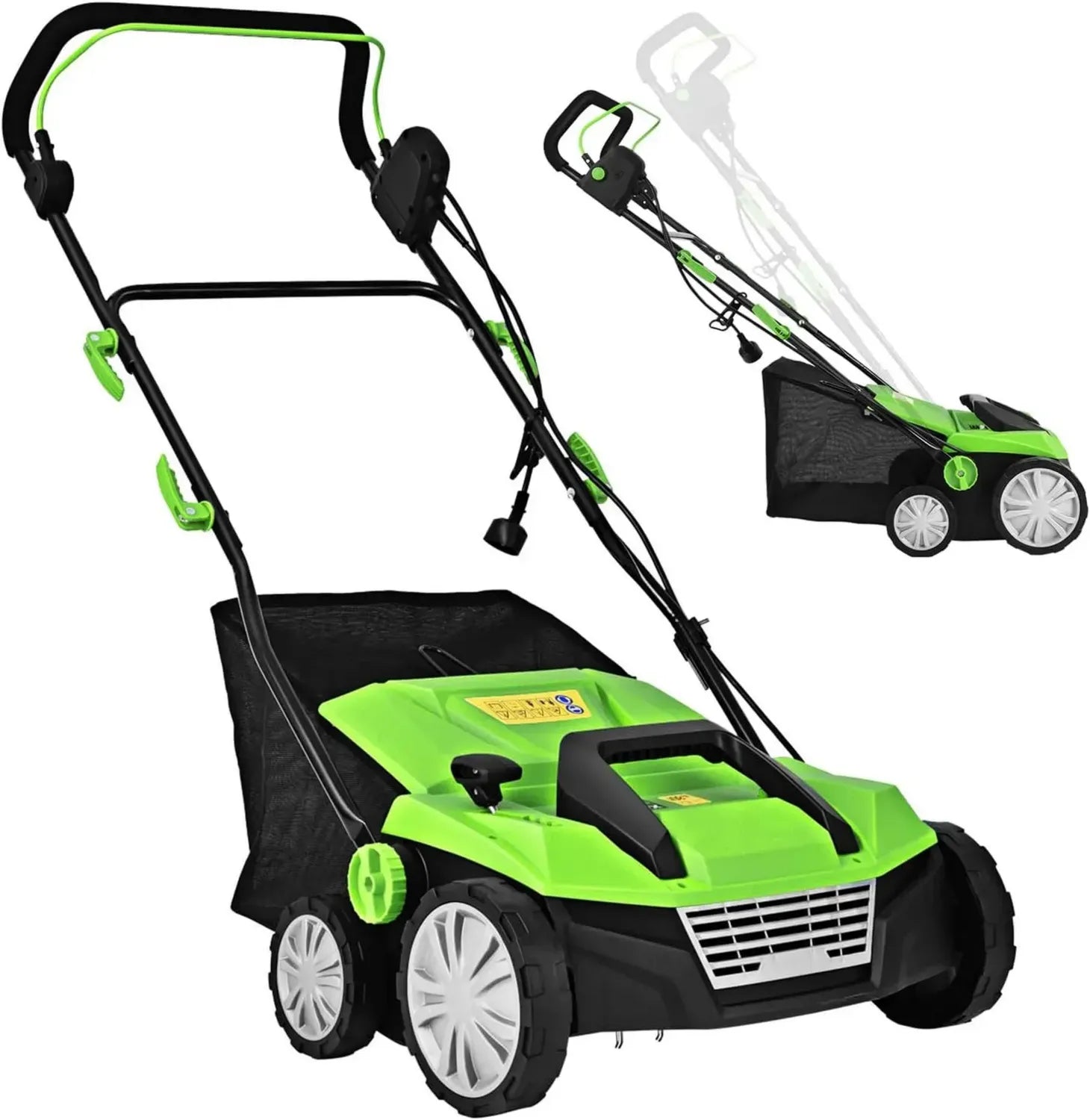 Scarificateur Aérateur Électrique 1800W pour Pelouses jusqu'à 350m², Bac 45L, Hauteur Ajustable, Sécurité Inclus