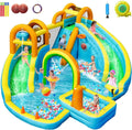 Aire de Jeux Gonflable pour Enfants avec Double Toboggan et Piscine, Utilisation Intérieure et Extérieure