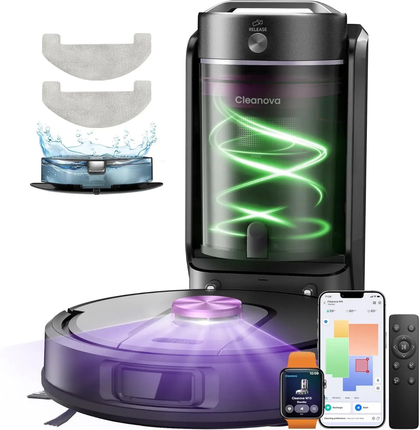 Aspirateur Robot Vexilar W15 10000Pa avec Vidage Automatique, Navigation LiDAR, 180 Min d'Autonomie, Compatible Alexa