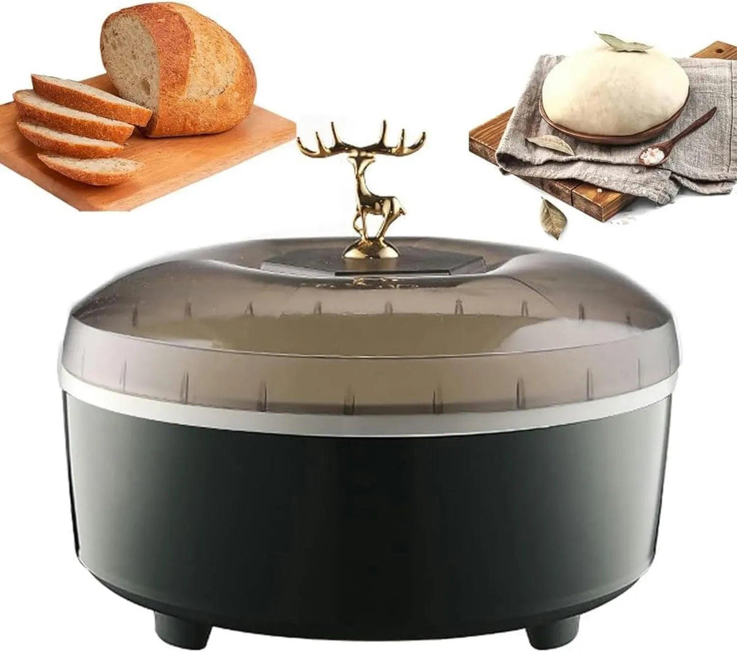 Pétrin à Pain 5L avec Réglage de Température et Minuterie, Doublure Inox pour Yaourt et Viennoiseries, Boîte Thermostatique Automatique